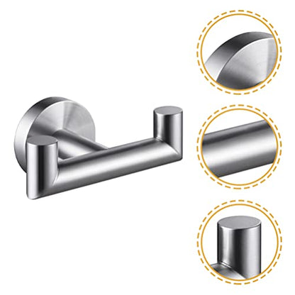 iplusmile Heavy Duty Stainless Steel Double Towel Hook Wall-Mounted Robe Hanger for Bathroom and -Saving Design and Towel Holder