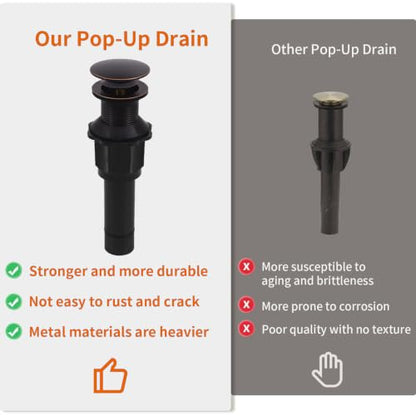 Bathroom Sink Drain Without Overflow, Oil Rubbed Bronze Bathroom Sink Stopper for Vanity Vessel Sink, Rapid Draining Stainless Steel Pop Up Drain with Hair Catcher Anti-Clog Strainer - color: Oil Rubbed Bronze