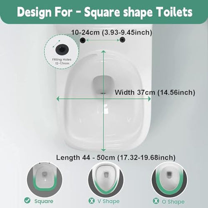 Quick Release Rectangular Soft Close Toilet Seat with Easy Cleaning, Top Fixing & Adjustable Hinges, White Plastic Cover, 03b - size: 03a