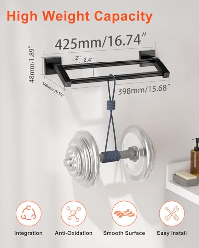 Alise Double Towel Bar,16 Inch Double Towel Racks for Bathroom, Matte Black | Quick Drying Bathroom Towel Holder, SUS304 Stainless Steel Towel Hanger Wall Mounted, Useable Length 14.9" - color: Matte Black, size: 16-Inch (2-Bars)