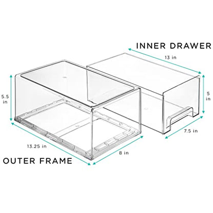 Sorbus Large Clear Storage Drawers (2 Pack) – Stackable Pull-Out Storage Bins with Handles, Slide Out Organizer Drawers for Pantry, Fridge, Kitchen – Stackable Acrylic Storage Bins - size: 2 Pack