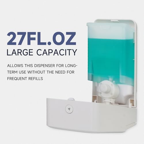 AIKE Liquid Commercial Soap Dispenser,27oz for Bathroom Pure White,AK1006 | No-Drill and Screw Dual Wall Mount Install Design for Space-Saving,Easy Push Easy Refill and Large Capacity for Commercial - color: White