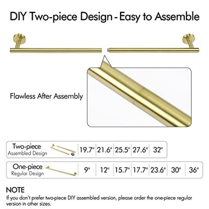 KES 25.2 Inches Towel Bar for Bathroom, Hand Towel Holder, Towel Bar | Wall Mount, SUS304 Stainless Steel Brushed Gold, Total Length 27.6 Inch, A2000S70B-BZ - color: Brushed Gold, size: 27.6 Inch