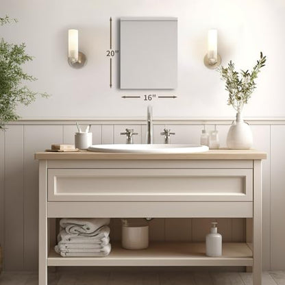Bathroom Vanity Mirror 16"x20" Frameless Wall Mirror Shatterproof | Modern Wall Mount Vanity Mirror, Hangs Horizontally or Vertically, for Over Sink, Living Room, Bedroom, Upgraded Packing - size: 20"L x 16"W