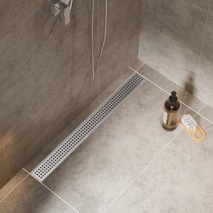 36 Inch Linear Shower Drain, Brushed 304 Stainless Steel, CUPC Certified Rectangle Floor Drain with Removable Grate and Leveling Feet - color: Brushed, size: 36''