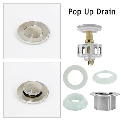 Bathroom Sink Drain,5 Pack Drain Stopper Without Overflow,Small Cap Pop Up Drain Assembly with Detachable Strainer Basket,Built-in Anti-Clogging, Stainless Steel Nut Brushed Nickel - color: 5 Pack-brushed Nickel-small Cap, style: Without Overflow