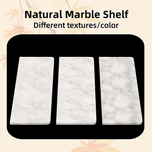 Gypie Brushed Gold Toilet Paper Holder with Marble Shelf, Double Rolls | Toilet Paper Holder with Storage, Toilet Paper Wall Mount for Bathroom Washroom - color: Gold Double