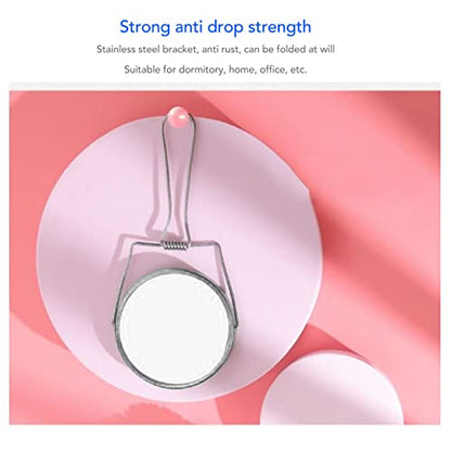 Sonew 2 Sided Vanity Mirror, Mini 360 Degree Rotation Aluminum Frame Silver Vanity Mirror with Stainless Steel Stand for Office Dormitory, Makeup Mirror for Woman and Man