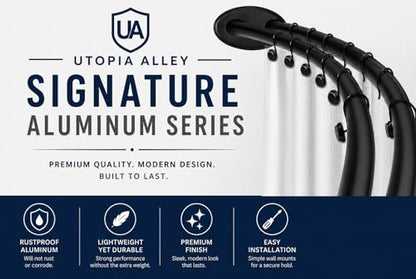 Utopia Alley Signature Aluminum Series Double Curved Shower Curtain Rod, Adjustable 45-72 Inch, Rustproof Aluminum, Dual Rod Design, Separates Curtain & Liner, Adds 8 Inches More Space, Matte Black - color: Matte Black