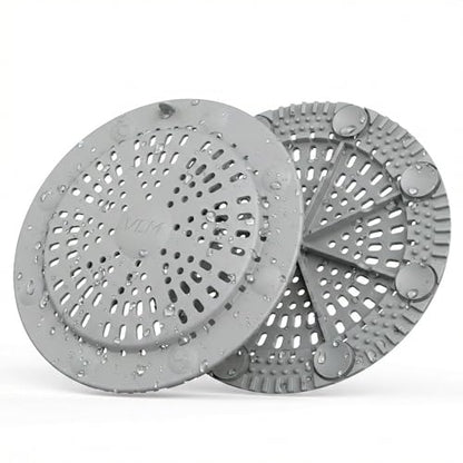 VLM 2 Pack Shower Drain Hair Catcher, Upgraded Drain Cover with Strong Suction Cups, Anti-Clog Hair Trap Stopper for Bathtub Shower Sink Laundry - color: Grey Classic Style