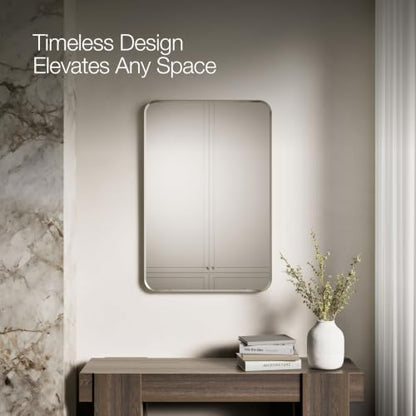 Kohler Essential 24 in. W x 36 in. H Rectangular Framed Wall Mount Bathroom Vanity Mirror in Brushed Nickel - color: Brushed Nickel, size: 36"L x 24"W, style: Rectangle