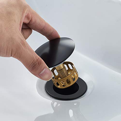Bathroom Sink Drain Without Overflow Vessel Sink Lavatory Vanity Pop Up Drain Stopper Matte Black - color: Black, size: Without Overflow