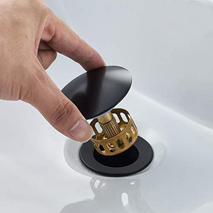 Bathroom Sink Drain Without Overflow Vessel Sink Lavatory Vanity Pop Up Drain Stopper Matte Black - color: Black, size: Without Overflow