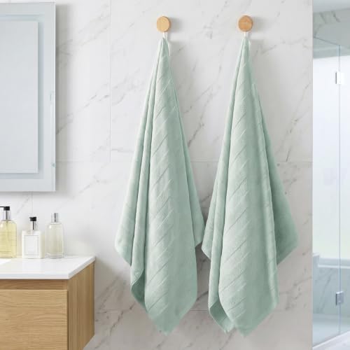 REDKISS Luxury Viscose from Bamboo Bath Towels, Ultra Soft, 28x55 in, Green | 2 Pack, Super Absorbent & Quick Drying, 50% Viscose from Bamboo, 50% Cotton, Large Towels for Bathroom Perfect for Daily Use - color: Green