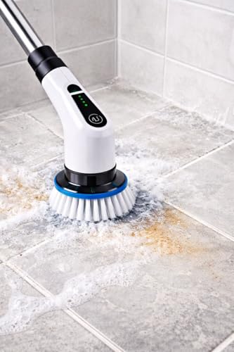 Electric Spin Scrubber, Cordless Cleaning Brush Scrubber for Home, 6 Replaceable Brush Heads-90Mins Work Time, 2 Speeds for Bathroom Shower Bathtub Glass Car