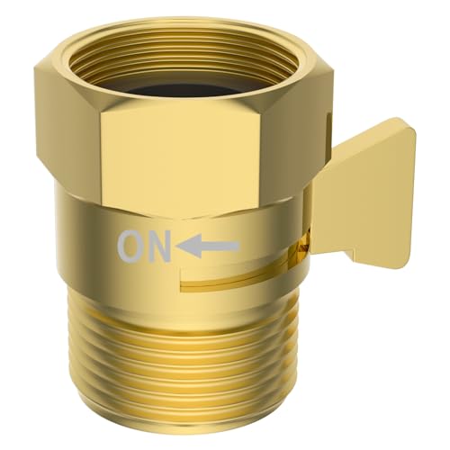 Hibbent All Metal 1 Pack Shower Head Flow Control Valve, G1/2 Brass Shut-off Valve with Metal Handle Lever, Shut OFF Water Flow Control Regulator for Handheld Shower, or Bidet Sprayer, Brushed Gold - color: Brushed Gold