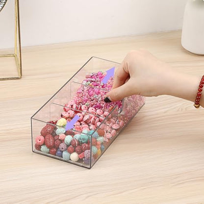 Acrylic Pencil Drawer with Removable Dividers Clear Pull Out Pen Drawer Organizer Stackable Bathroom Organizer for Makeup, Cosmetics, Office Supplies,3 Pack