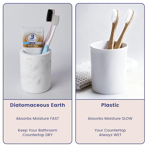 Drying Stone Toothbrush Holder, Diatomite Toothbrush Holders for Bathroom Counter, Quick Drying Electric Toothbrush and Toothpaste Holder Bathroom Organizer, Marble White - color: Marble White