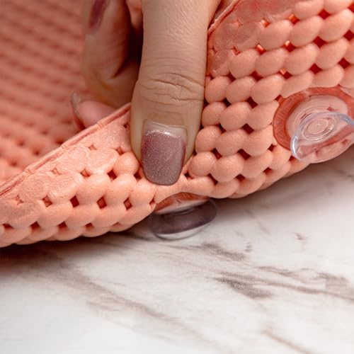 Bathtub Mat Non Slip 36” X 17” Shower Mat Soft Foam Bath Mats for Bathroom Tub, Bathtub Mat with Drain Holes, Suction Cups, Shower Mat Non Slip (Orange, 36'' x 17'') - color: Orange