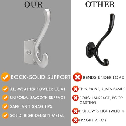 CBWLWJ 16 Pack Heavy Duty Metal Wall Hooks for Hanging, Wall Mounted Coat Hooks for Living Room, Bathroom, Kitchen – Hang Coat, Bag, Scarf, Towel, Hat, Key, Cup (Silver) - color: Silver