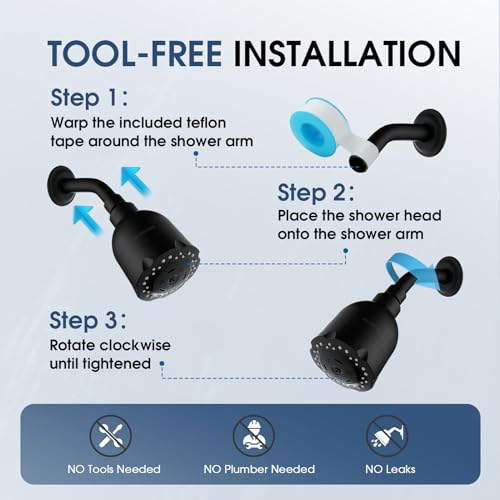 High Pressure Boosting Shower Head, ALOHOME 6 Powerful Spray Settings - Perfect for Low Water Pressure Homes, 3.6" Luxury Modern Shower Head with 360° Adjustable Brass Ball Joint - Matte Black - color: Matte Black
