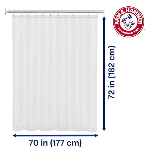 Arm & Hammer Waterproof Quick Drying Shower Liner, Lightweight Design, 70 x 72, Clear