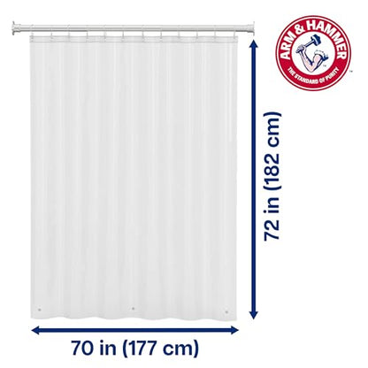 Arm & Hammer Waterproof Quick Drying Shower Liner, Lightweight Design, 70 x 72, Clear