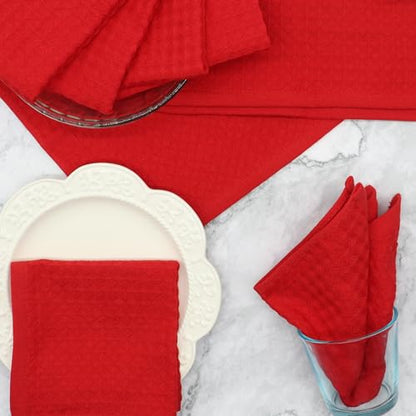 Washcloths Cotton Dish Cloths, 8 Pack,12”x12”,Red Dish Rags | Absorbent Wash Cloths For Bathroom&Kitchen, Soft Kitchen Washcloths Wash Rags, Double Deck Small Hand Towels For Kicthen - color: Red