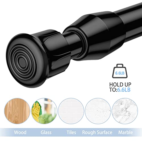 Spring Tension Curtain Rods Short Tension Rod (Black,17" to 28"-3Pcs) - color: Black, size: 17" to 28"-3Pcs