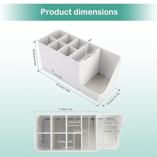 YONGAIJIA 8-Slot Toothbrush Holder with Quick-Dry Diatom Mud Board - Electric & Manual Toothbrush Organizer for Bathroom Countertop (White) - color: White