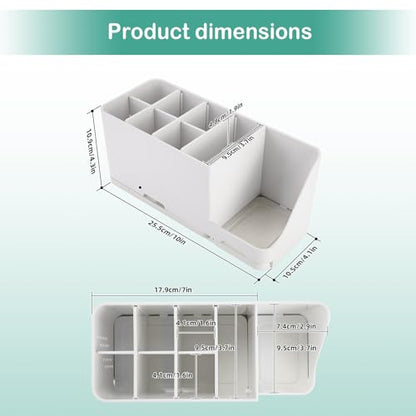 YONGAIJIA 8-Slot Toothbrush Holder with Quick-Dry Diatom Mud Board - Electric & Manual Toothbrush Organizer for Bathroom Countertop (White) - color: White