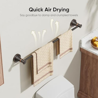 Towel Racks for Bathroom Wall Mounted Bath Towel Bar Oil Rubbed Bronze | Adjustable 16-26 In, Wall Mounted Towel Holder, Stainless Steel, Rustproof, Towel Bar Rod Hanger Hardware Accessories Hotel - color: Oil Rubber Bronze