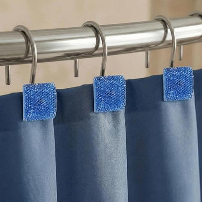 Crystal Blue Shower Curtain Hooks : Bling Glitter Sparkle Shiny Square Diamond Decorative Shower Curtain Hooks for Christmas & Holidays - Luxury Fancy Glam Curtain Hooks & Hangers - Set of 12 | Glam Sparkly Crystal Diamond Shower Hooks, Cute Square Rhines