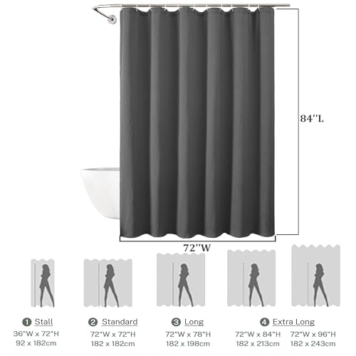 Aiyufeng Fabric Grey Long Shower Curtain for Bathroom, 3D Textured Pattern Shower Curtain Hotel Spa Quality, Boho Bathroom Curtain Modern Style Soft Cloth Luxury, Machine Washable,72x84 Inches - color: Grey, size: 72"W x 84"L (Pack of 1)