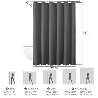 Aiyufeng Fabric Grey Long Shower Curtain for Bathroom, 3D Textured Pattern Shower Curtain Hotel Spa Quality, Boho Bathroom Curtain Modern Style Soft Cloth Luxury, Machine Washable,72x84 Inches - color: Grey, size: 72"W x 84"L (Pack of 1)