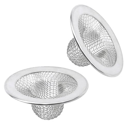 Antrader 2Pcs Kitchen Sink Strainers,2in Stainless Steel Mesh Round Filters | Bathroom Bathtub Wash Basin Garbage Disposal Basket Filter,Flange Rim Design, Easy to Take Out & Clean - size: 2-inch