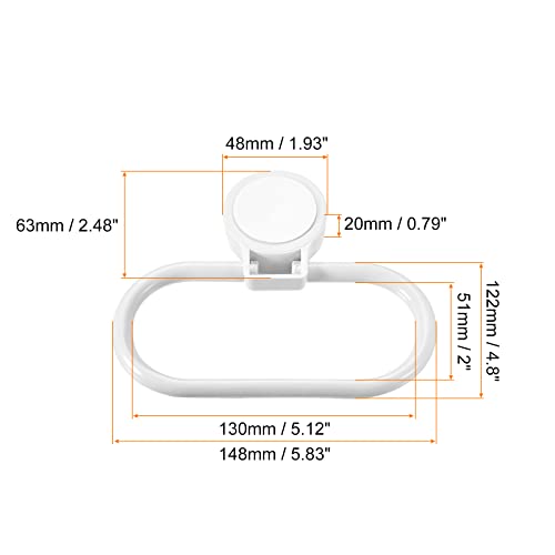 HARFINGTON Wall Mounted Oval Towel Ring ABS Hanging Holder Self-Adhesive for Bathroom Kitchen Accessories, White - color: White
