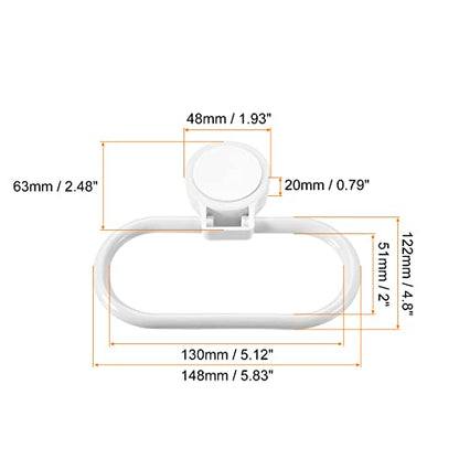 HARFINGTON Wall Mounted Oval Towel Ring ABS Hanging Holder Self-Adhesive for Bathroom Kitchen Accessories, White - color: White