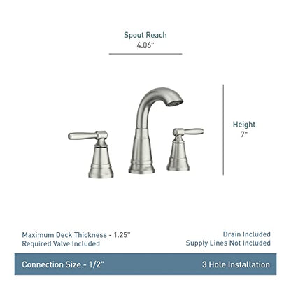 Moen 84972SRN Halle Widespread 2-Handle Bathroom Faucet with Drain Assembly, Spot Resist Brushed Nickel, 3-Hole, 8â€“16" Adjustable Installation - color: Spot Resist Nickel