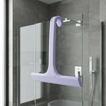 Silicone Shower Squeegee - All-in-One Design with Built-in Hook, 10 Inch Streak-Free Bathroom and car Cleaner for Glass Doors, Mirrors, Windows, Tiles Purple - color: Lilac Purple