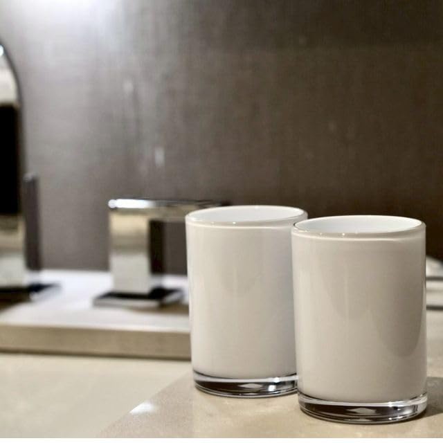 Premium White Bathroom Tumbler, Toothbrush Cup, Reusable Bathroom Cup, Toothbrush Holder for Bathroom Vanity Countertops, 2 Pack