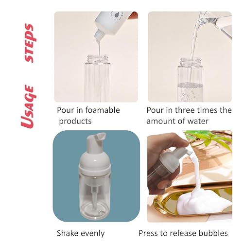 10Pcs 1Oz Plastic Foam Pump Bottle Transparent Empty Dispenser Bottles Travel Soap Bottle Mini Shampoo Pump Empty Travel Foaming Containers for Shampoo Cleaning Lash Cosmetics Packaging