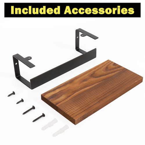 Hand Towel Holder/Towel Ring with Wooden Shelf, Hand Towel Rack, Hand Towel Hanger for Bathroom, Bath Accessories Wall Mounted, (Matte Black, 9"-Squ Shaped) - size: 9"-Squ Shaped