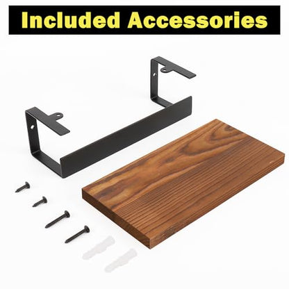 Hand Towel Holder/Towel Ring with Wooden Shelf, Hand Towel Rack, Hand Towel Hanger for Bathroom, Bath Accessories Wall Mounted, (Matte Black, 9"-Squ Shaped) - size: 9"-Squ Shaped