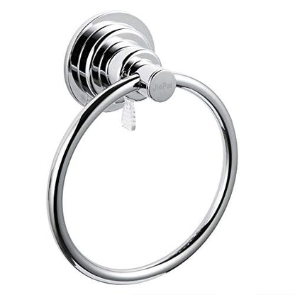 JiePai Vacuum Suction Cup Towel Ring,No Drill Bath Towel Holder, Chrome | Wall Mounted ,Round Towel Holder,No Drill Hand Towel Holder,Adhesive Towel Ring - color: Suction Towel Ring-chrome