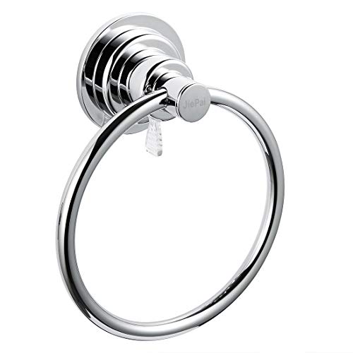 JiePai Vacuum Suction Cup Towel Ring,No Drill Bath Towel Holder, Chrome | Wall Mounted ,Round Towel Holder,No Drill Hand Towel Holder,Adhesive Towel Ring - color: Suction Towel Ring-chrome