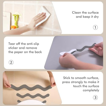 24 PCS Anti Slip Shower Stickers, Safety Bathtub Non Slip Strips, Adhesive Decals Anti Skid Tape with Scraper for Tub, Shower, Floor, Stairs, Steps - color: Gray