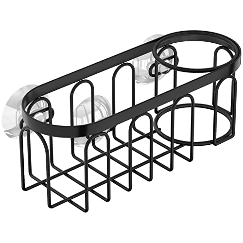 2-in-1 Sponge Holder for Kitchen Sink, Sink Caddy Kitchen Sink Organizer with 3 Suction Cups, No Drill Rustproof Sink Sponge Holder for Dish Brush, Soap & Sponge (Black) - color: A Style-Black