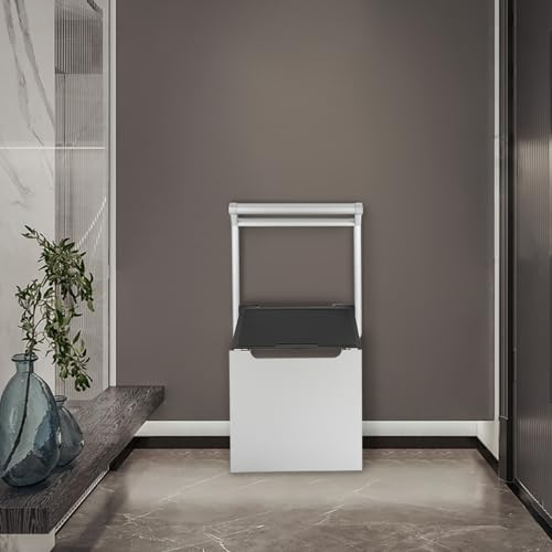 Folding Shower Seat Wall Mounted Heavy Duty Aluminum Alloy Bath Chair with Handrail Non Slip Pads for Elderly Disabled Pregnant Women Bathroom Shower Room