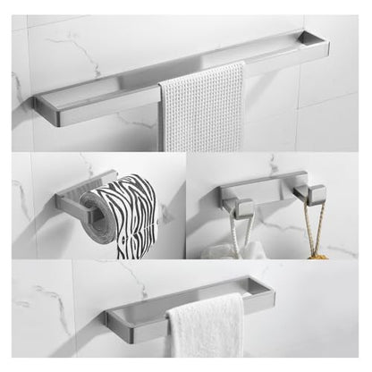 YACVCL 4-Piece Bathroom Hardware Set Brushed Nickel Towel Bar Set Premium Stainless Steel Bath Towel Holder Sets Towel Racks Wall Mounted - color: Brushed Nickel